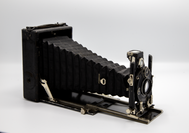 Onbekend merk Plaatcamera balg Ca 1910-1920.