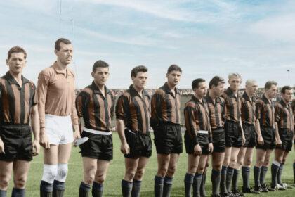 Ingekleurde foto van een voetbalteam