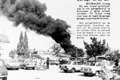 Foto uit krant. Brand in het dorp. Rosmalen.